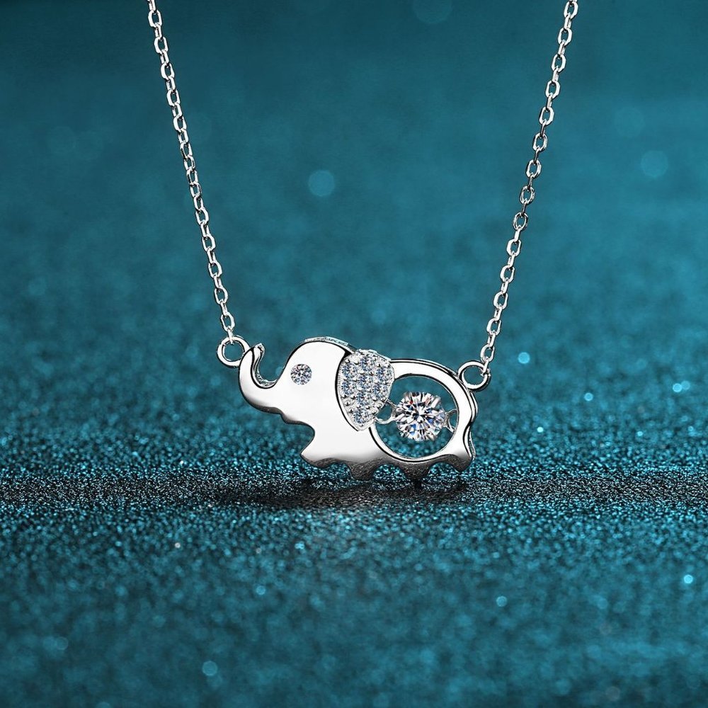 Certified 1/2 ct. t.w. Diamond Moissanite Elephant Necklace NEW - Picture 3 of 9